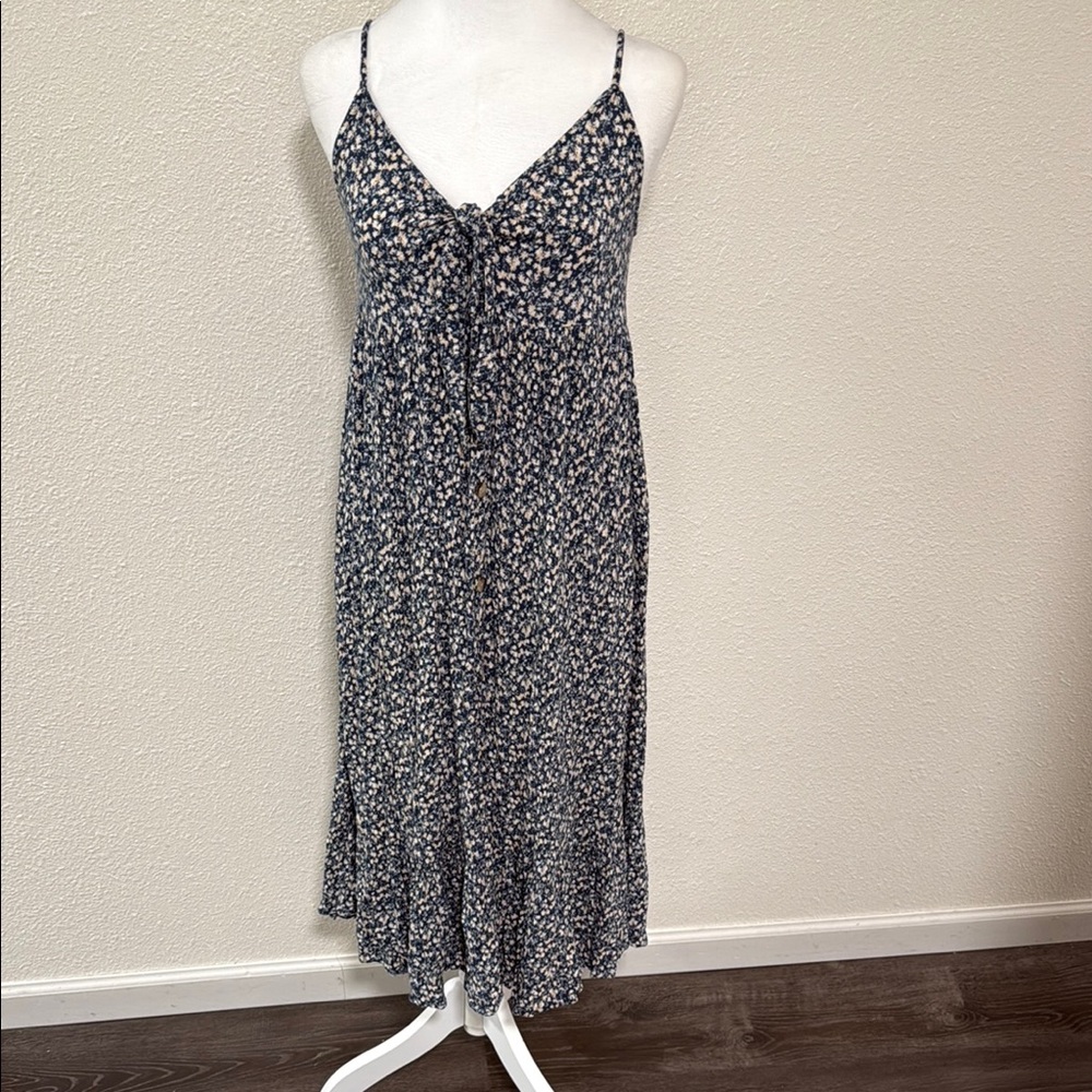 Arizona Jean Company Floral Button Detail Ruched Midi Sundress Size M